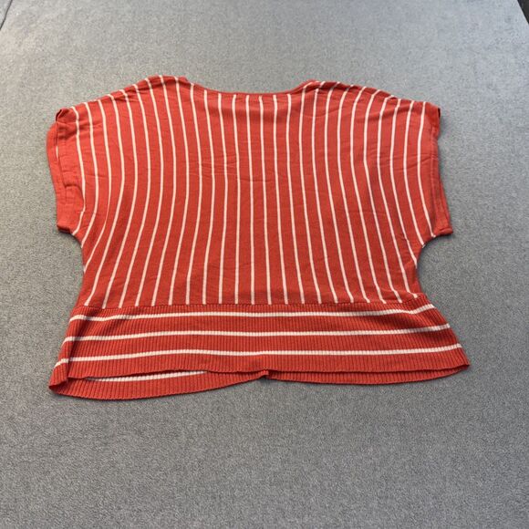 Notations Sweater Women's 2X Pink Orange Striped Knit Bat Wing Sleeve Stretch - Picture 3 of 10